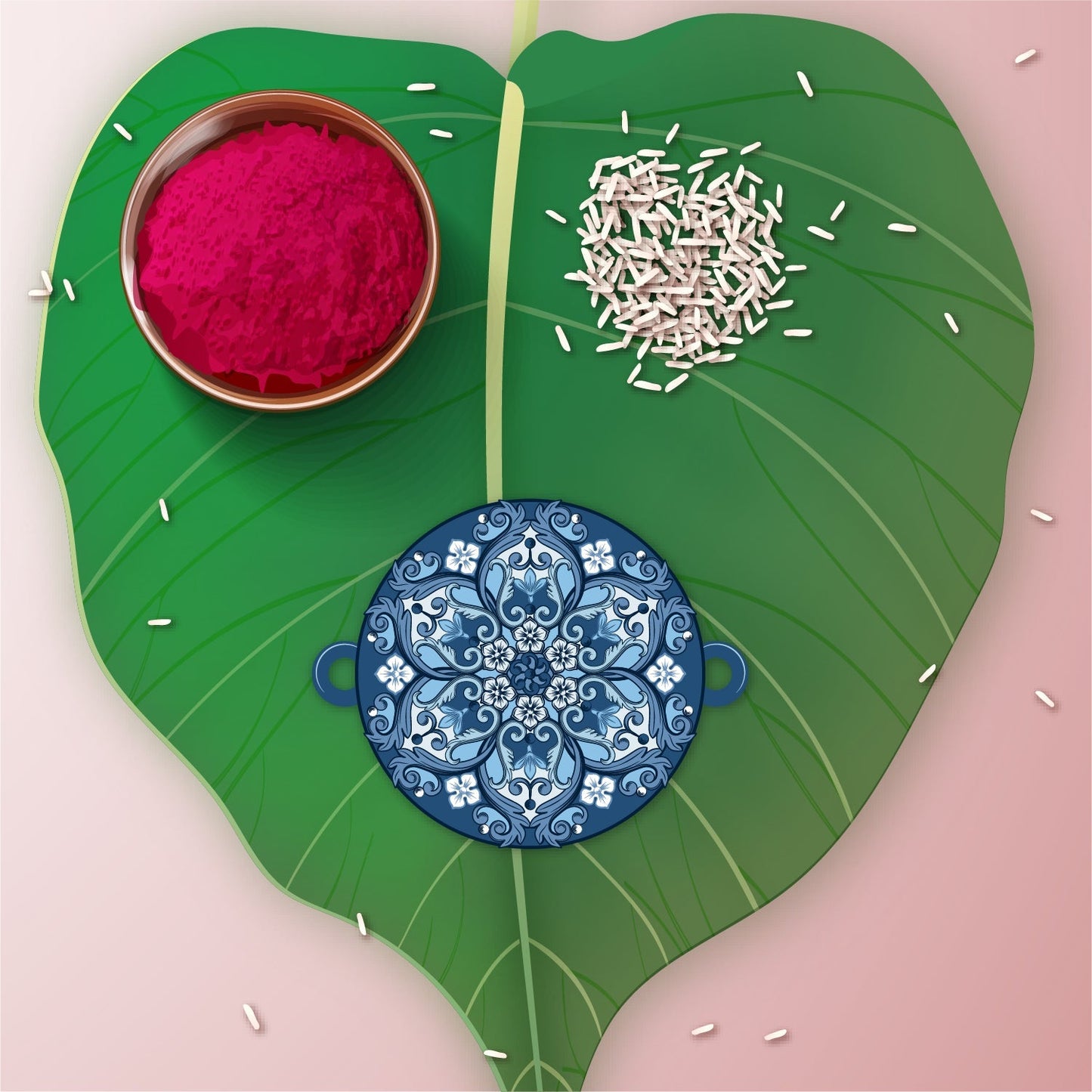 Indianvibez Ethnic Mandala Wooden Rakhi with Rudraksha, Divine Rakhi for Brother| - Kids Rakhi