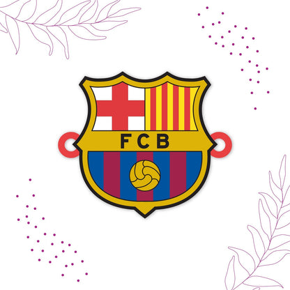 Indianvibez FC Barcelona Wooden Rakhi with Rudraksha, Barca Rakhi for Bro, Shop India - Kids Rakhi