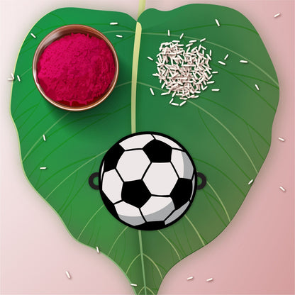 Indianvibez Football Wooden Rakhi with Rudraksha, Soccer Rakhi for Bro, Shop India - Kids Rakhi