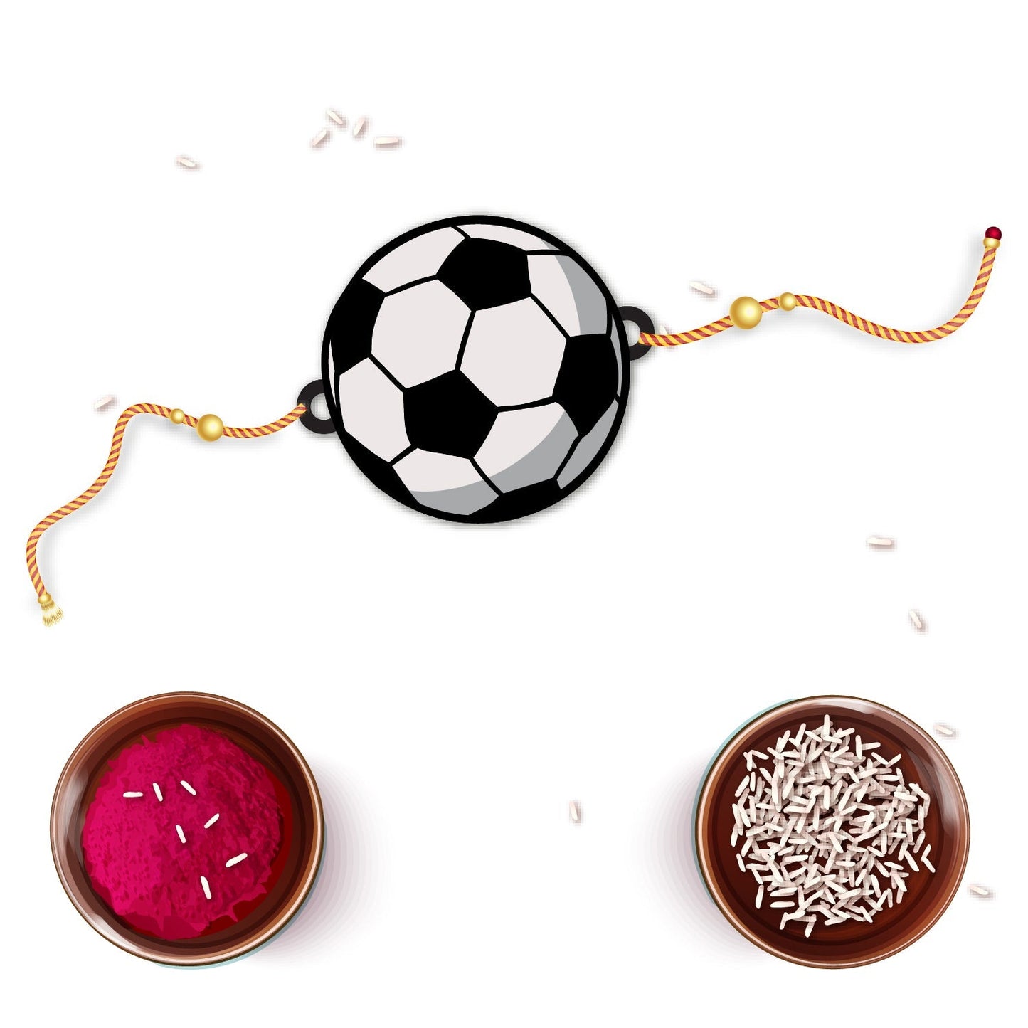 Indianvibez Football Wooden Rakhi with Rudraksha, Soccer Rakhi for Bro, Shop India - Kids Rakhi