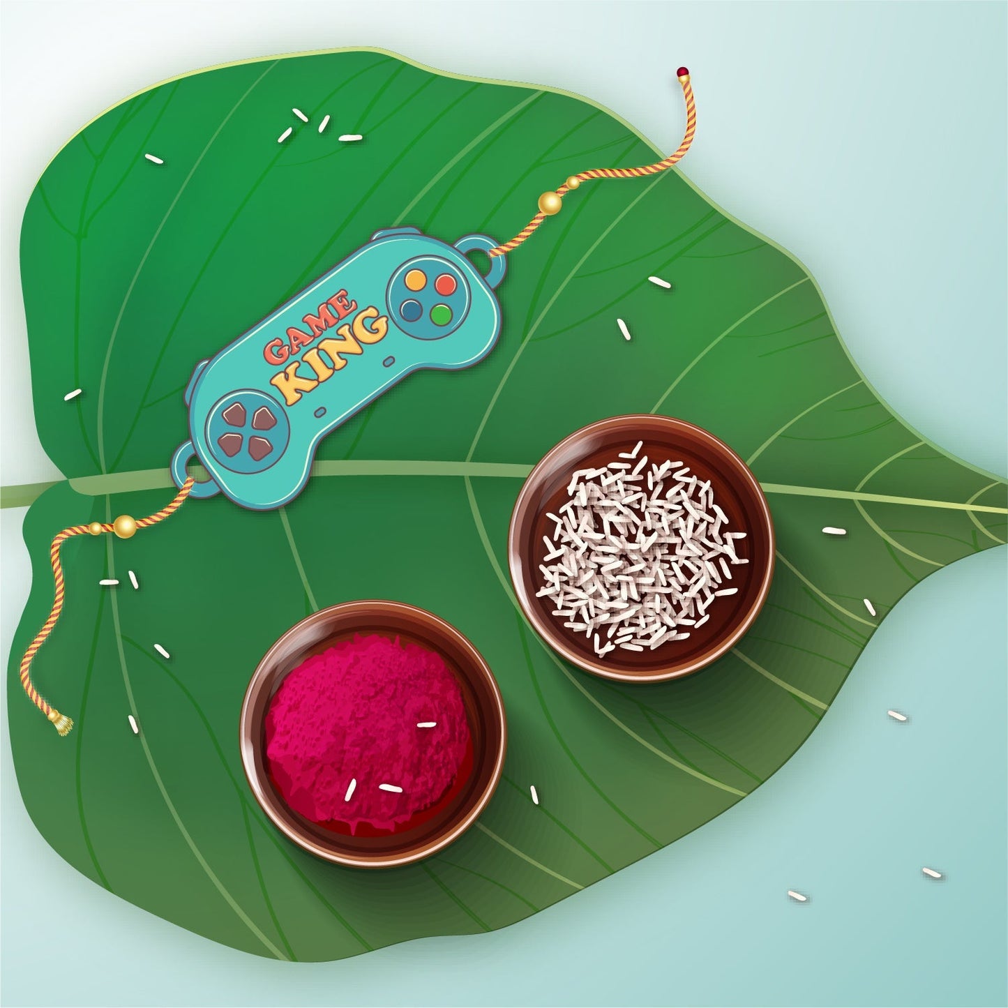 Indianvibez Gamer King Bhai Wooden Rakhi with Rudraksha, Gaming Rakhi for Bro, Shop India - Kids Rakhi