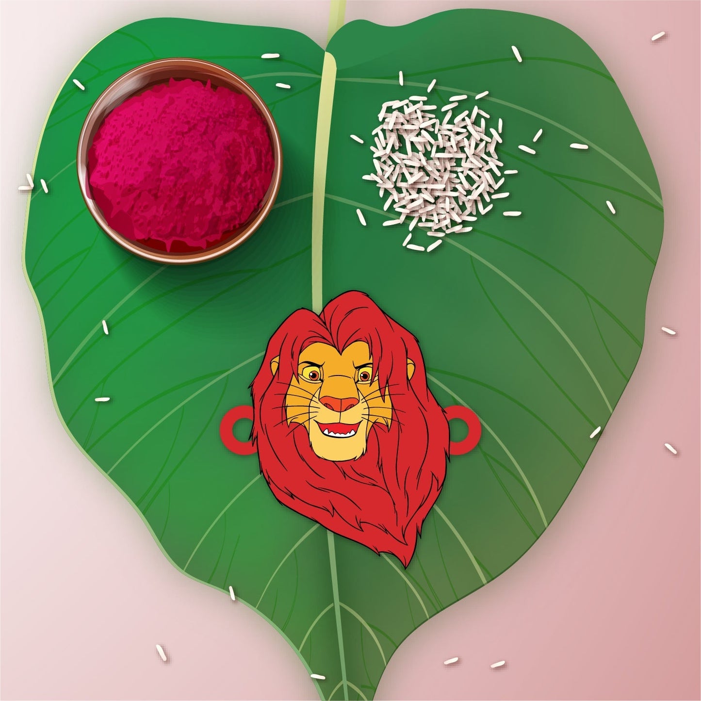 Indianvibez Mufasa Wooden Rakhi with Rudraksha, Lion King Rakhi for Brother, Shop India - Kids Rakhi