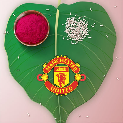 Indianvibez Manchester United Wooden Rakhi with Rudraksha, Football Rakhi for Bro, Shop India - Kids Rakhi