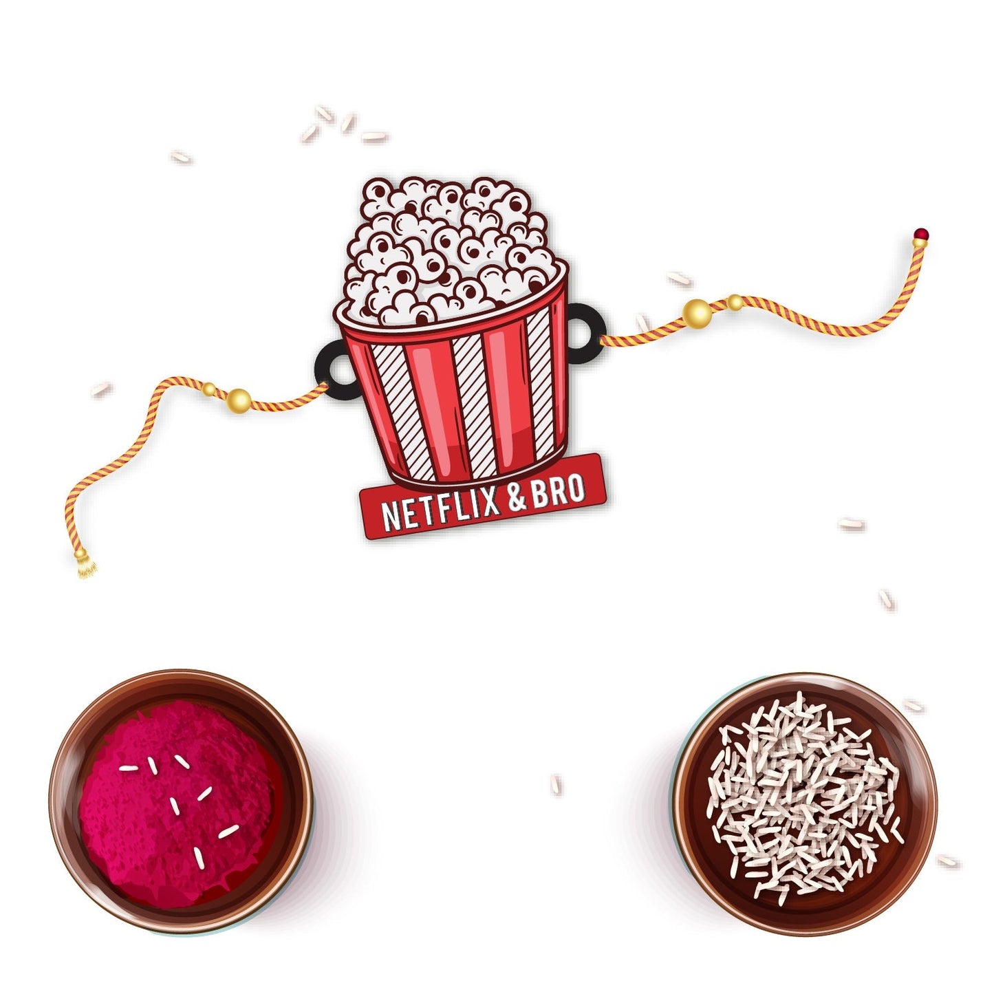 Indianvibez Netflix & Bro Wooden Rakhi with Rudraksha, Chill Bhai Rakhi, Shop India - Kids Rakhi