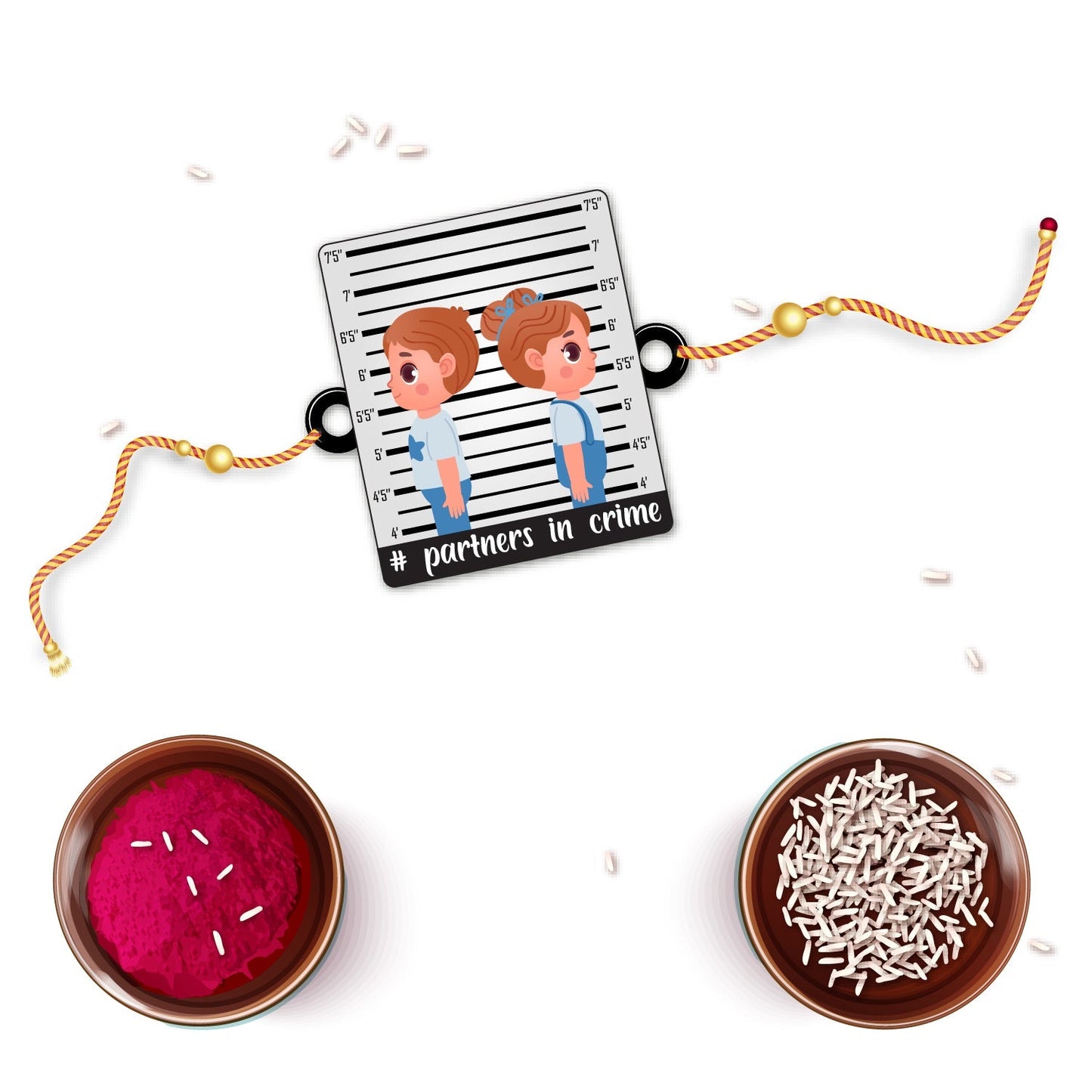 Indianvibez Partners in Crime Rakhi Wooden Rakhi for brother with Rudraksha Thread - Kids Rakhi
