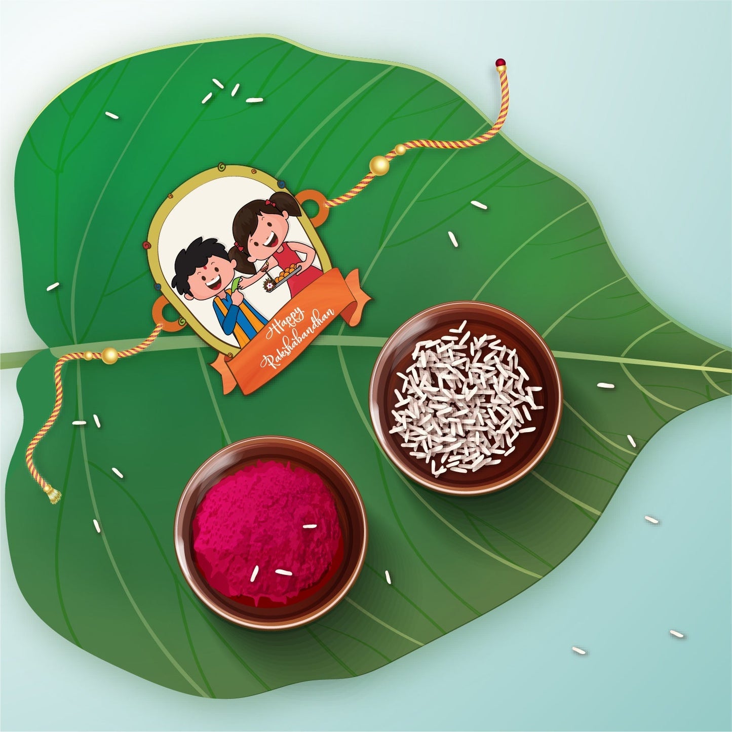 Indianvibez Happy Rakshabandhan Wooden Rakhi with Rudraksha, Traditional Rakhi for Brother, Shop India - Kids Rakhi