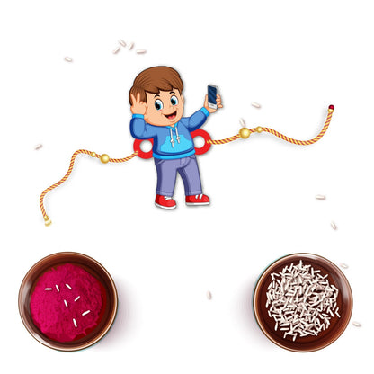 Indianvibez Selfie Wala Bhai Rakhi, Wooden Rakhi for Brother - Kids Rakhi