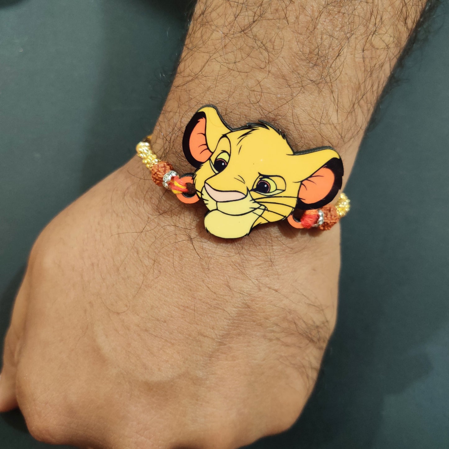 Indianvibez Simba Wooden Rakhi with Rudraksha, Lion King Rakhi for Bro, Shop India - Kids Rakhi