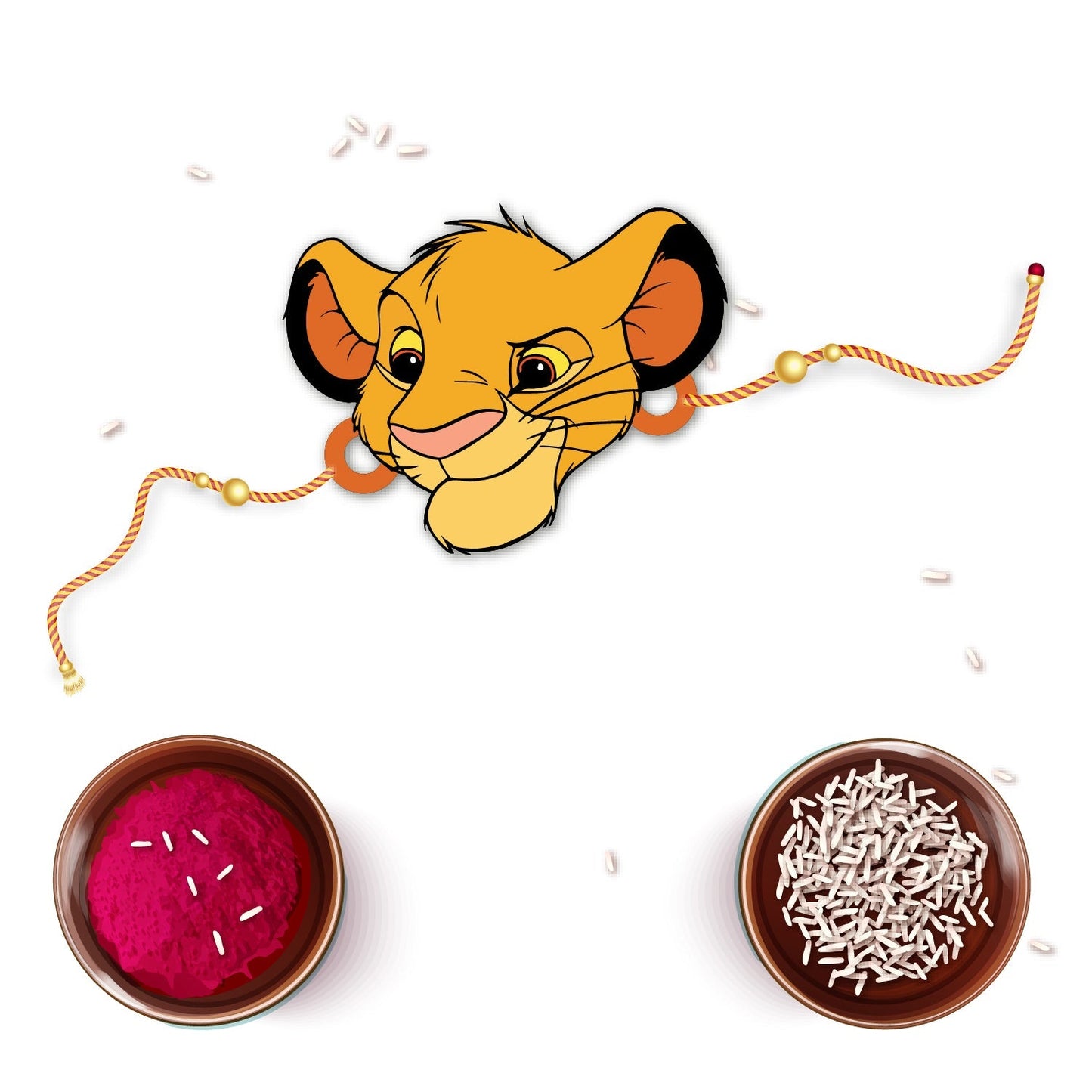 Indianvibez Simba Wooden Rakhi with Rudraksha, Lion King Rakhi for Bro, Shop India - Kids Rakhi
