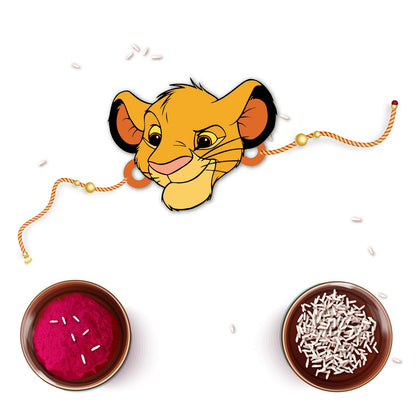 Indianvibez Simba Wooden Rakhi with Rudraksha, Lion King Rakhi for Bro, Shop India - Kids Rakhi