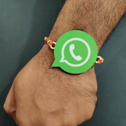 Indianvibez Whatsapp Chat Wala Bhai Wooden Rakhi with Rudraksha, Trendy Rakhi for Bro, Shop India - Kids Rakhi