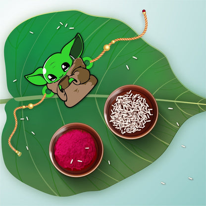 Indianvibez Yoda Wooden Rakhi with Rudraksha, Star Wars Rakhi for Bro, Shop India - Kids Rakhi