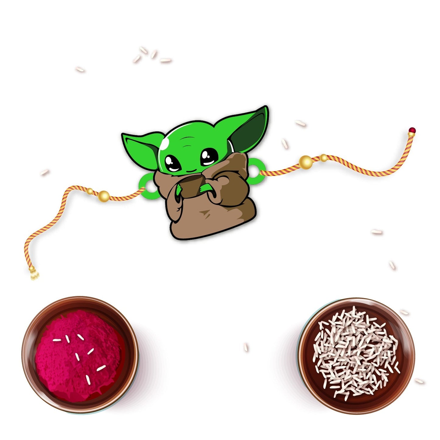 Indianvibez Yoda Wooden Rakhi with Rudraksha, Star Wars Rakhi for Bro, Shop India - Kids Rakhi