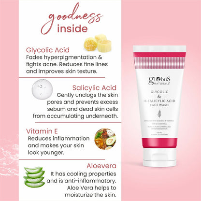 Globus Naturals Glycolic & 1% Salicylic Acid Face wash