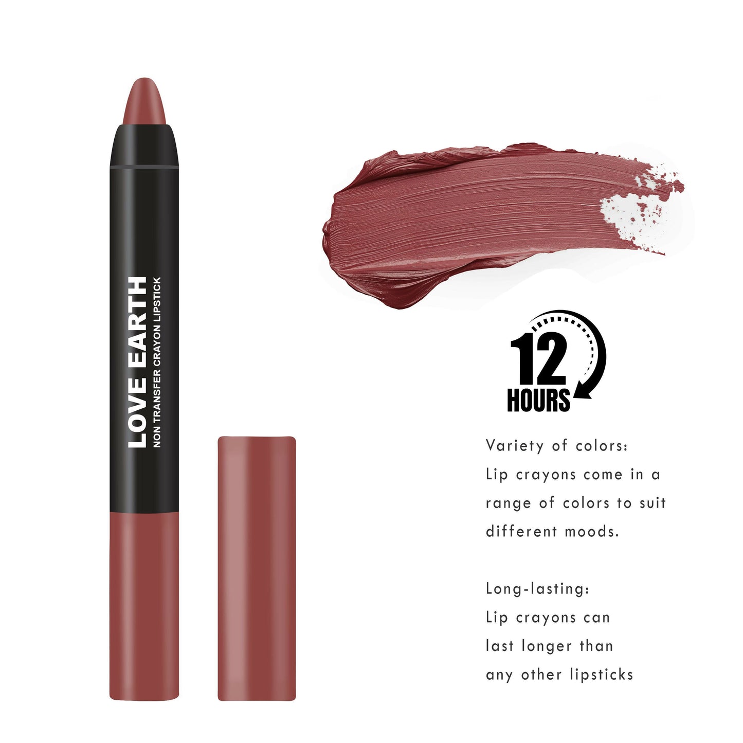 Love Earth Lip Crayon Non-Transfer Lipstick - Summerina Brown