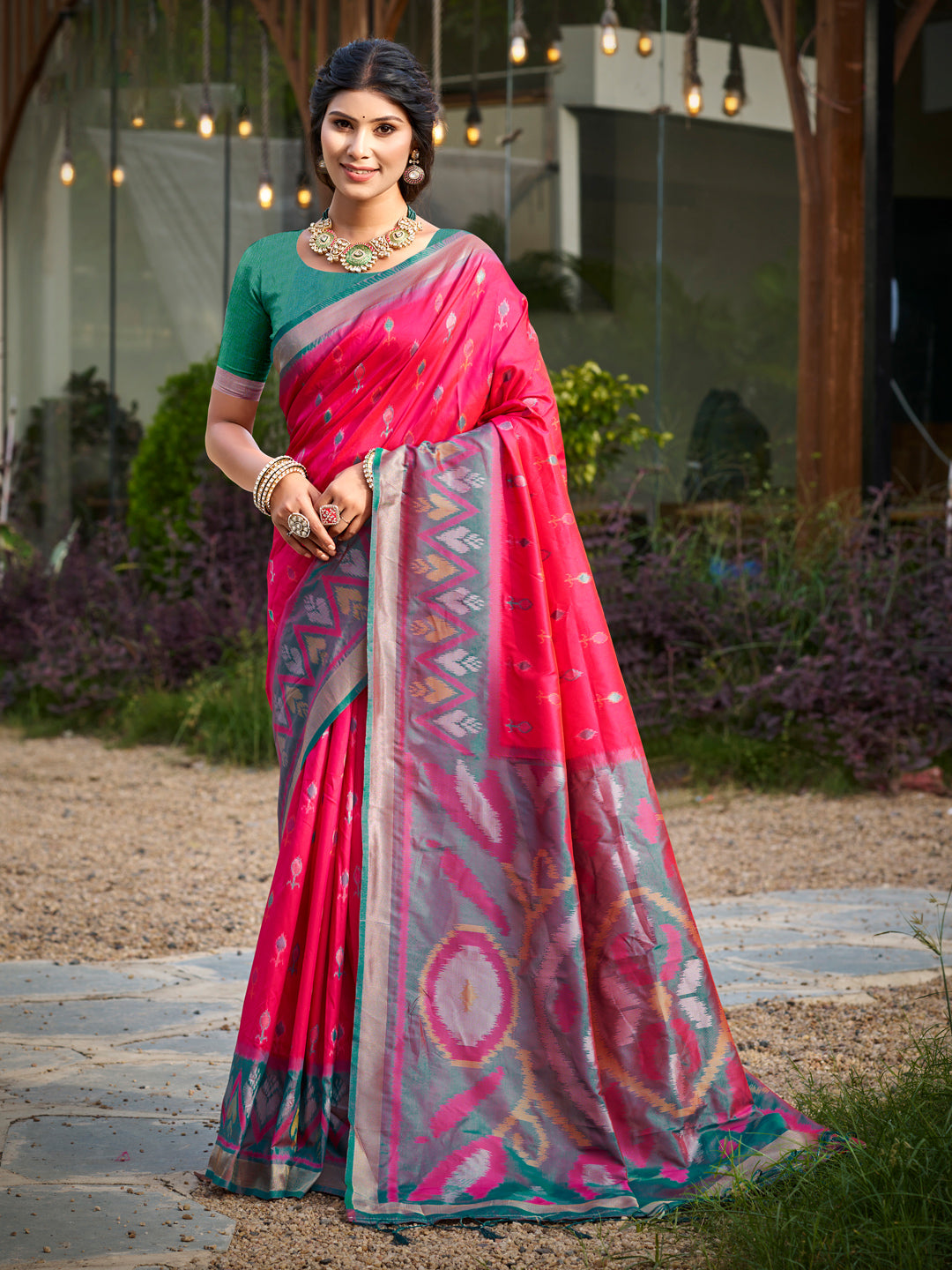 Anaita Red Soft Silk Saree With Floral Printed Work With Blouse