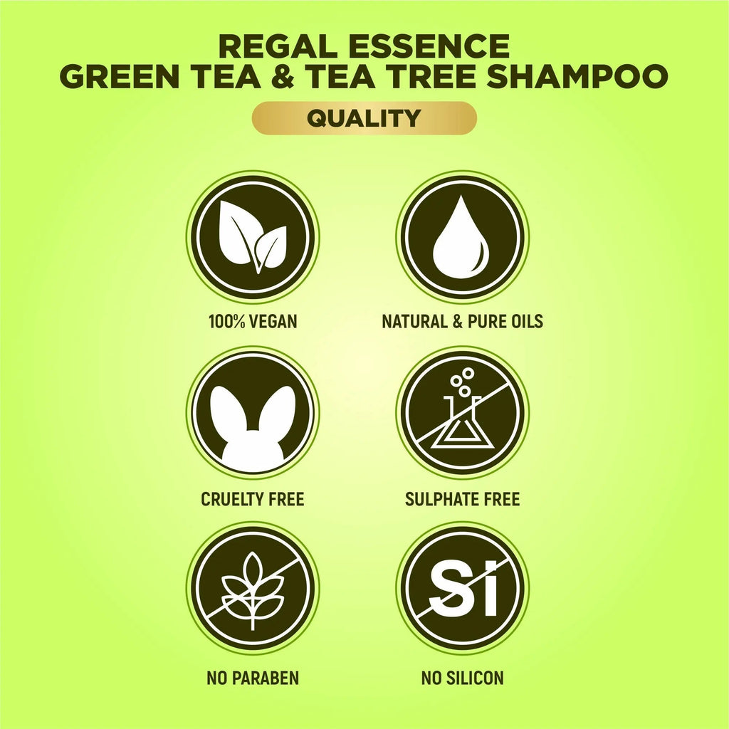 Regal Essence Green Tea & Tea Tree Anti Dandruff Shampoo For Itchy Scalp - 300 ml