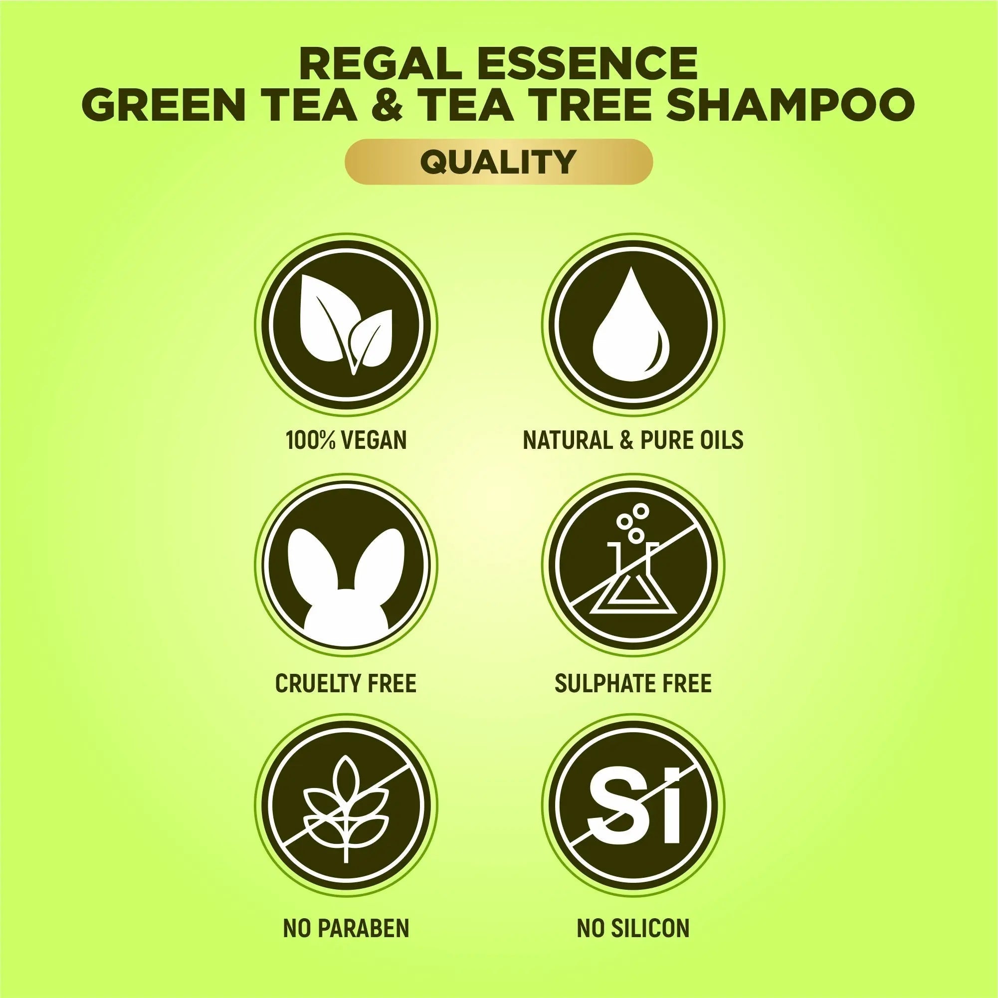 Regal Essence Green Tea & Tea Tree Anti Dandruff Shampoo For Itchy Scalp - 300 ml