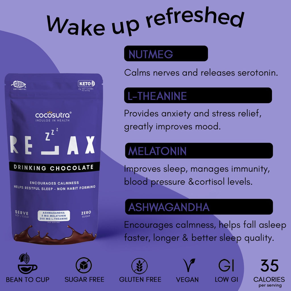 Cocosutra Focus & Relax Sugar Free Drinking Chocolate Mix - 200 gms