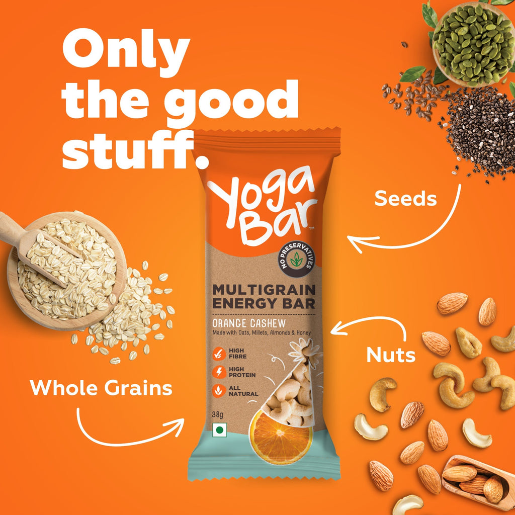 Yogabar Cashew Orange Energy Bar - 228 gms