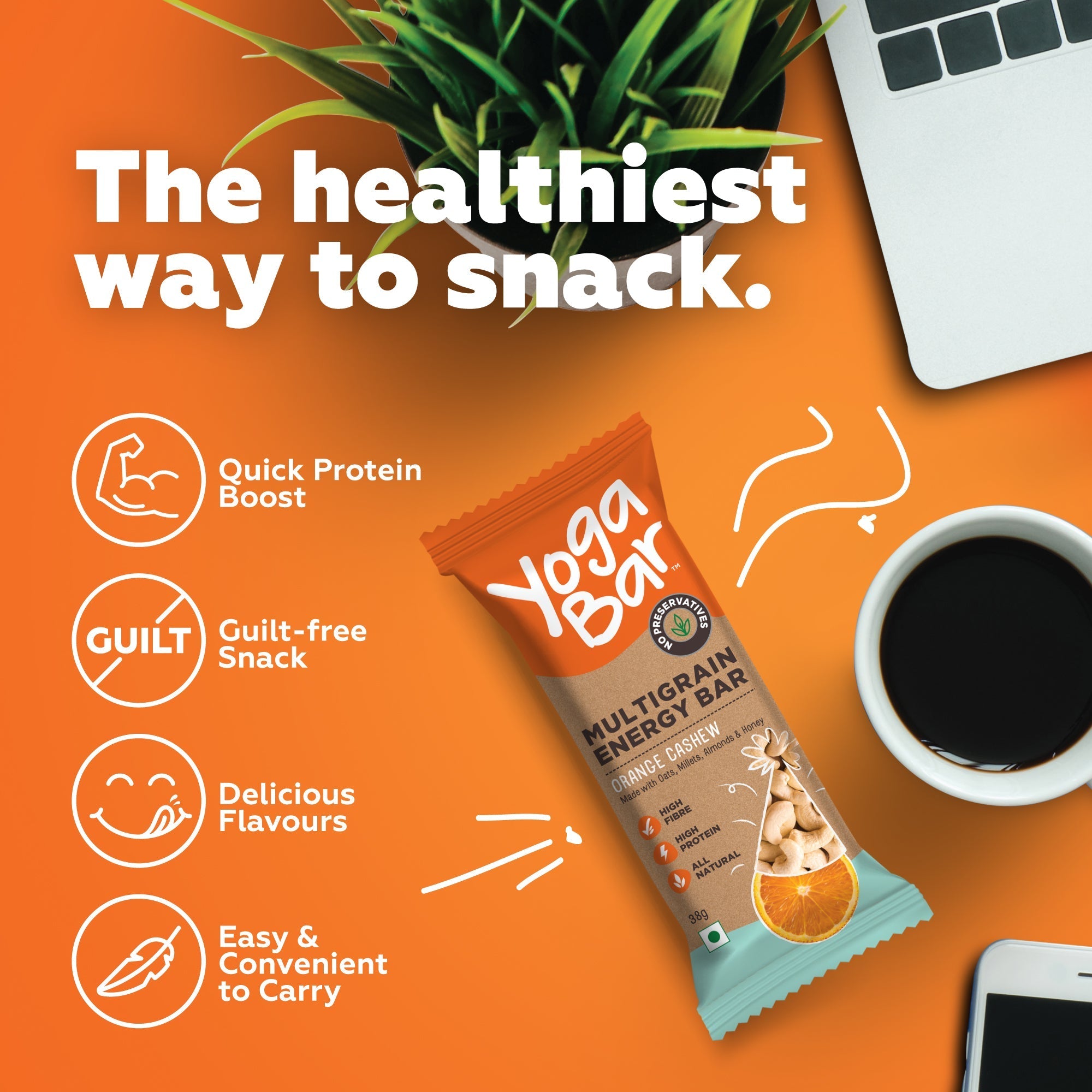 Yogabar Cashew Orange Energy Bar - 228 gms