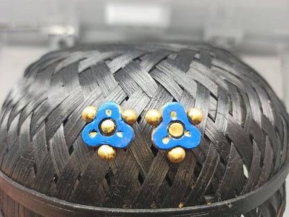 Terracotta Ear Studs-Blue