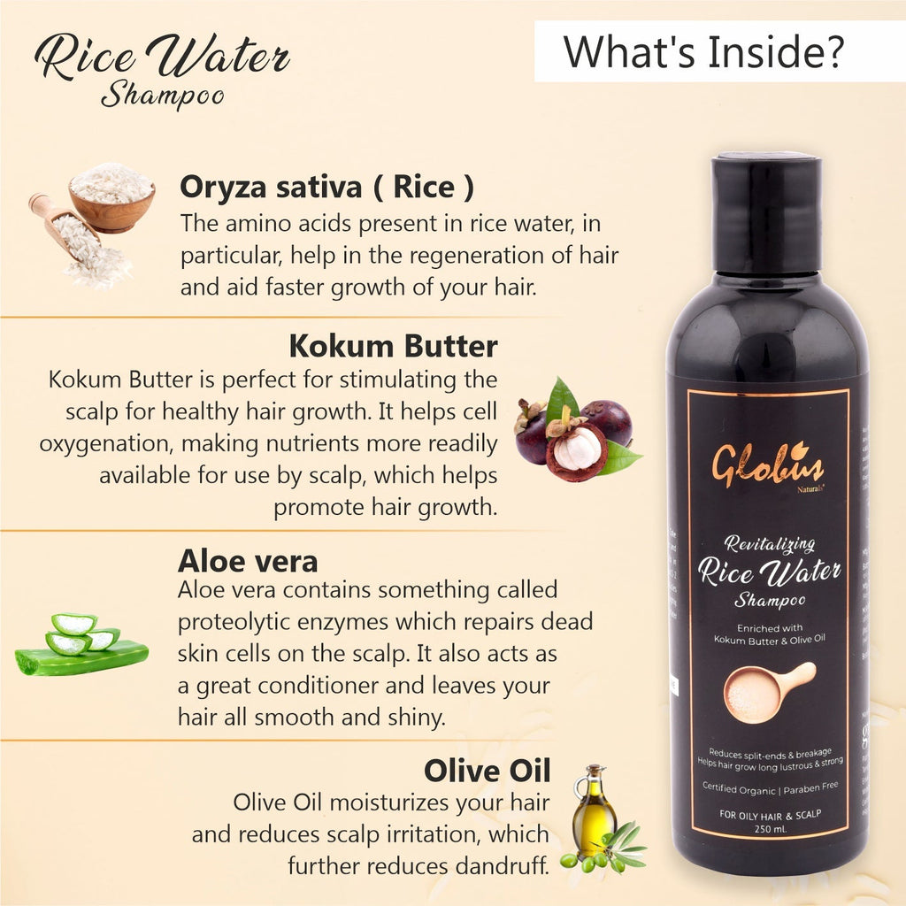 Globus Naturals Revitalizing Rice Water Shampoo - 250 ml