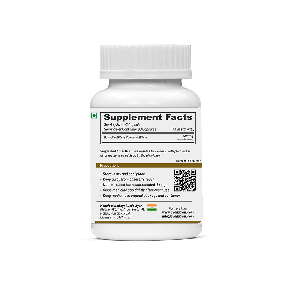 Life Aveda Botanical Boswellia Curcumin Support â€“ 60 Capsules