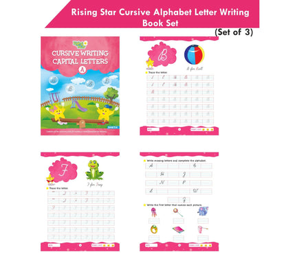 Rising Star Cursive Alphabet Capital & Small Letter Writing Practice Books Set For Kids| Set of 3| Ages 3-7 Years