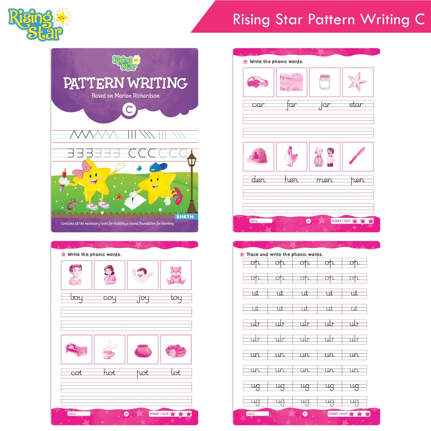 Rising Star Fun Learning Senior KG Books Set of 6| Ages 5-6 Years| Alphabet Letters, Cursive Writing, Number, Colouring, Rhymes & Stories Book