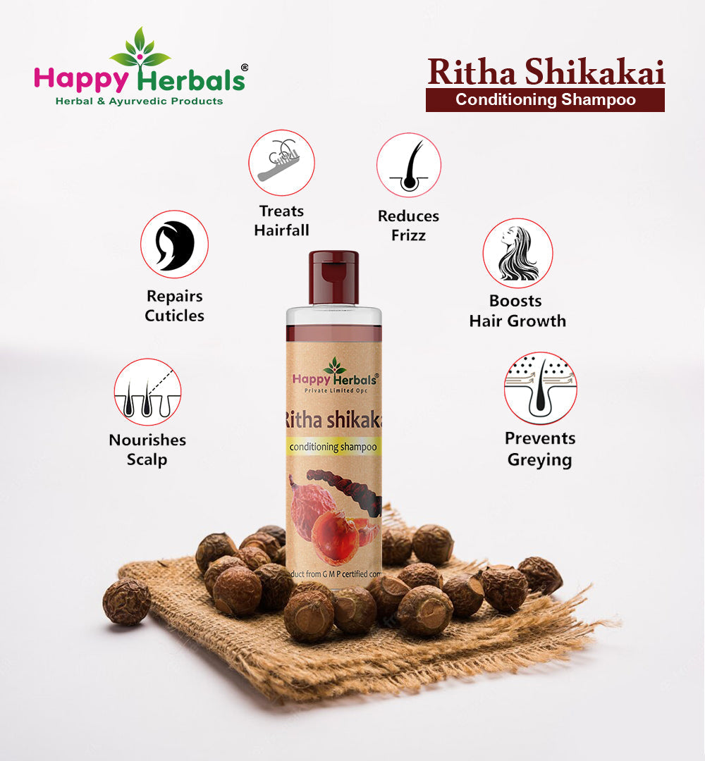 Happy Herbals Ritha Shikakai Conditioning Shampoo