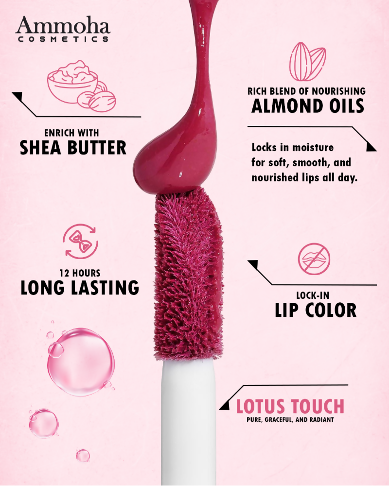 Ammoha Cosmetics Long-Lasting, Matte-Finished Lotus Touch Color Liquid Lipstick