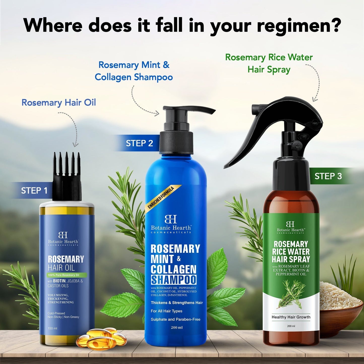 Botanic Hearth Rosemary 3-Step Hair Care Trio