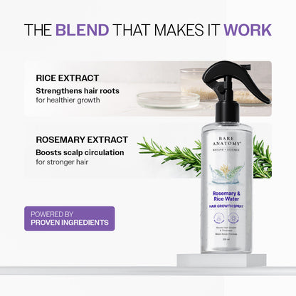 Bare Anatomy Rosemary & Rice Water Hair Growth Spray - 200 ml