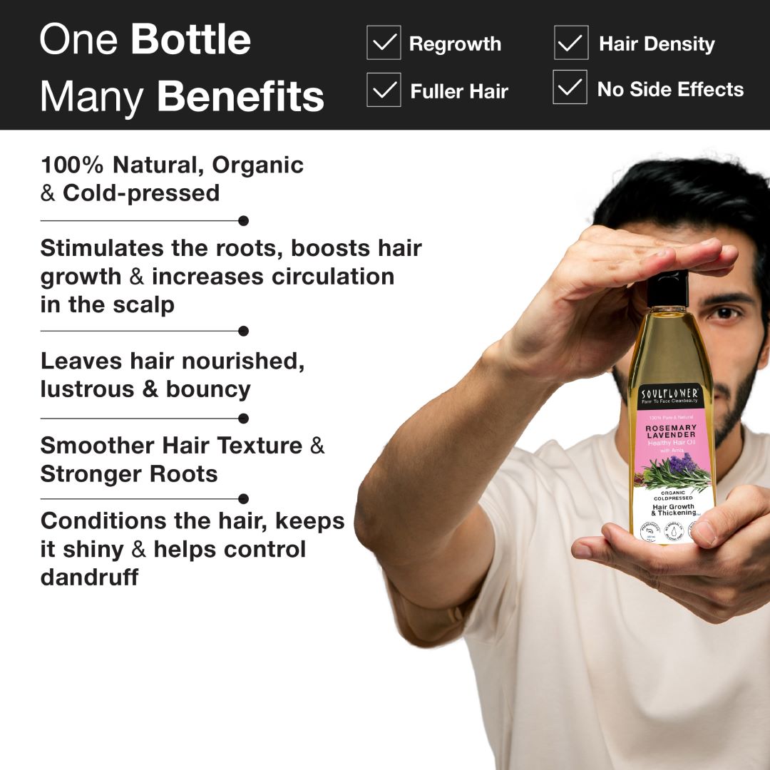 Soulflower Rosemary Shampoo Water & Oil Hair Growth Kit