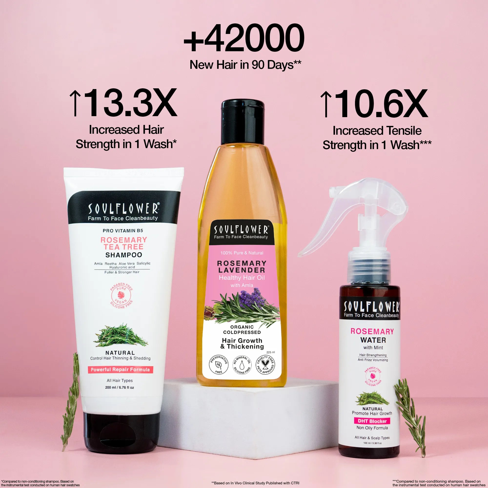 Soulflower Rosemary Shampoo Water & Oil Hair Growth Kit