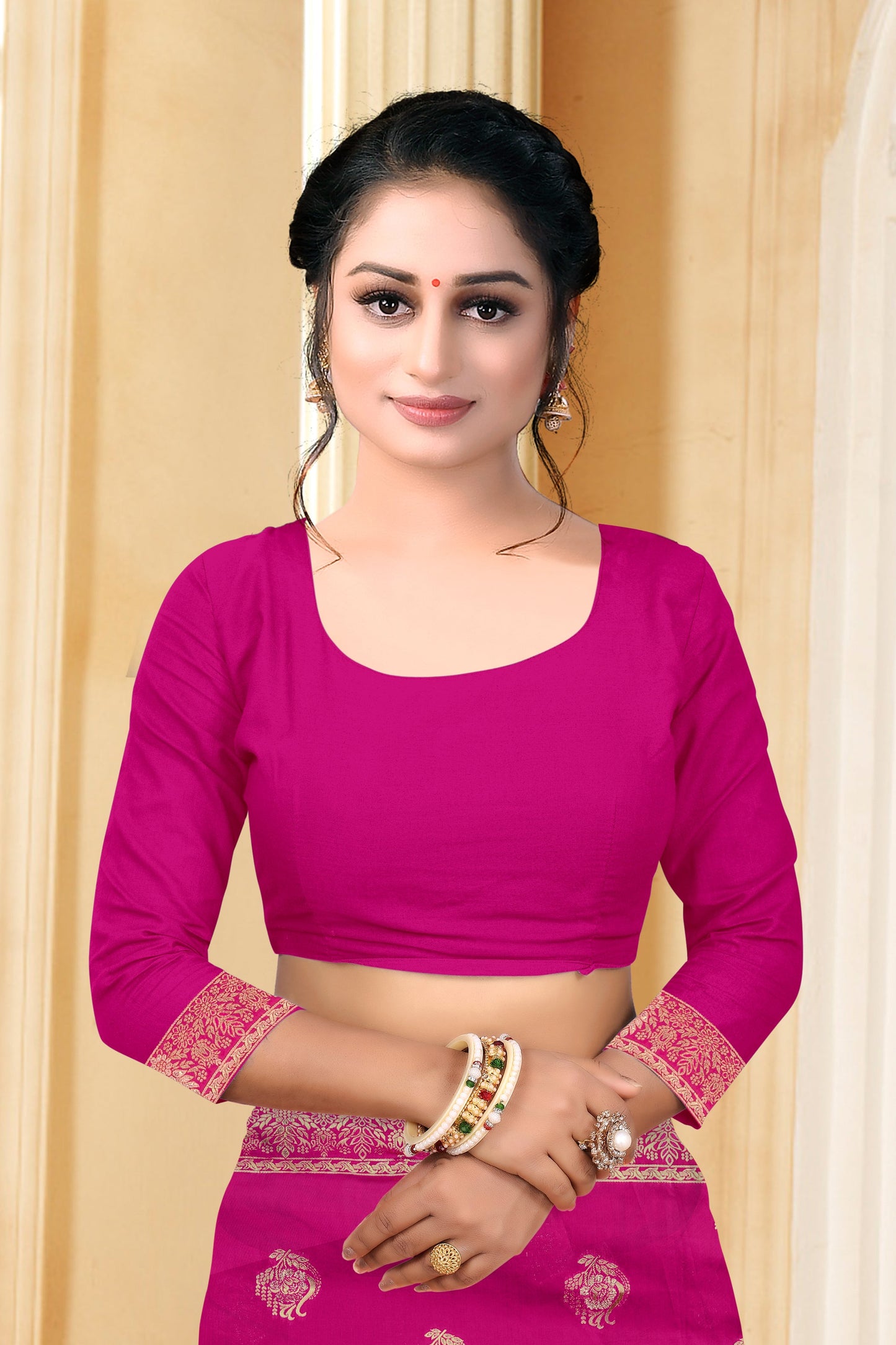 Vedant Vastram Litchi Silk Designer Banarasi Saree - Magenta