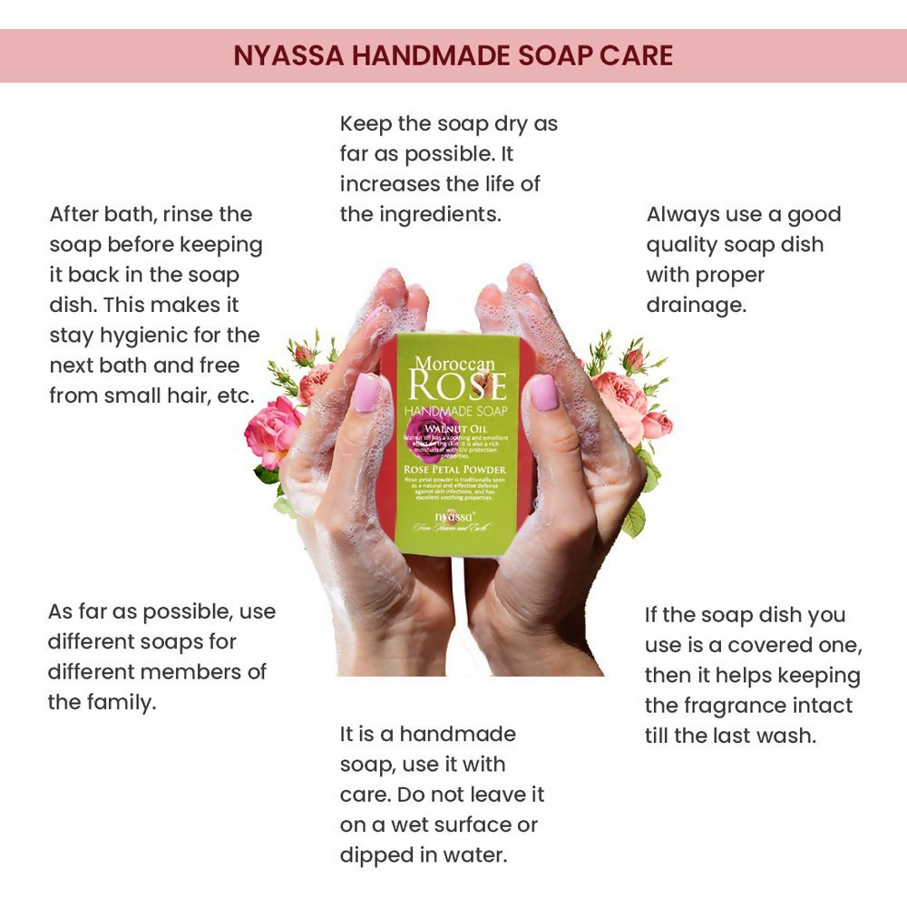 Nyassa Moroccan Rose Soap Walnut Oil & Rose Powder