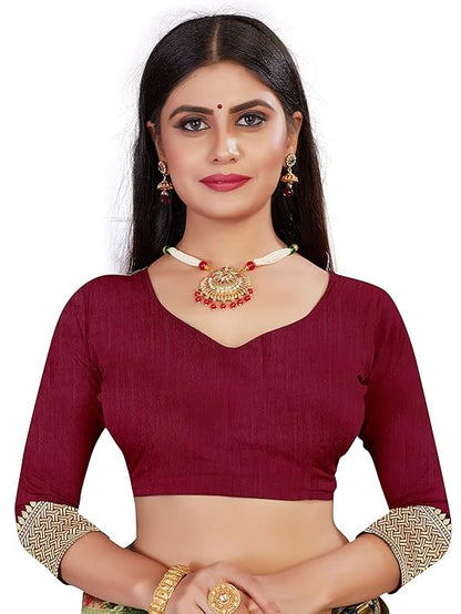 Vamika Weaving Banarasi Jacquard Maroon Kanjivaram Saree