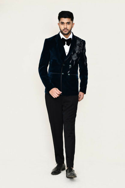 Joban Fashion White Colored Imported Velvet Fabric Coat,Shirt, Pant And Bow