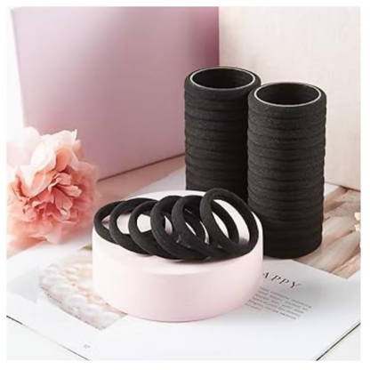 Bronson Professional Hair Rubber Bands Ponytail Holder with Storage Box - Black