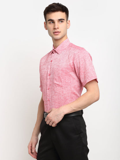 Jainish Red Men's Solid Cotton Half Sleeves Formal Shirt ( SF 783Red )
