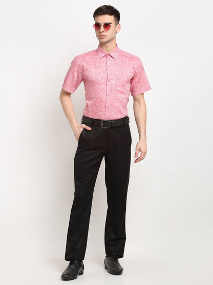 Jainish Red Men's Solid Cotton Half Sleeves Formal Shirt ( SF 783Red )
