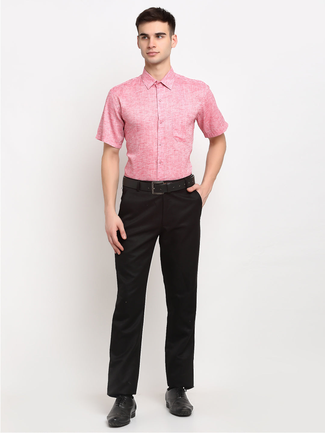 Jainish Red Men's Solid Cotton Half Sleeves Formal Shirt ( SF 783Red )