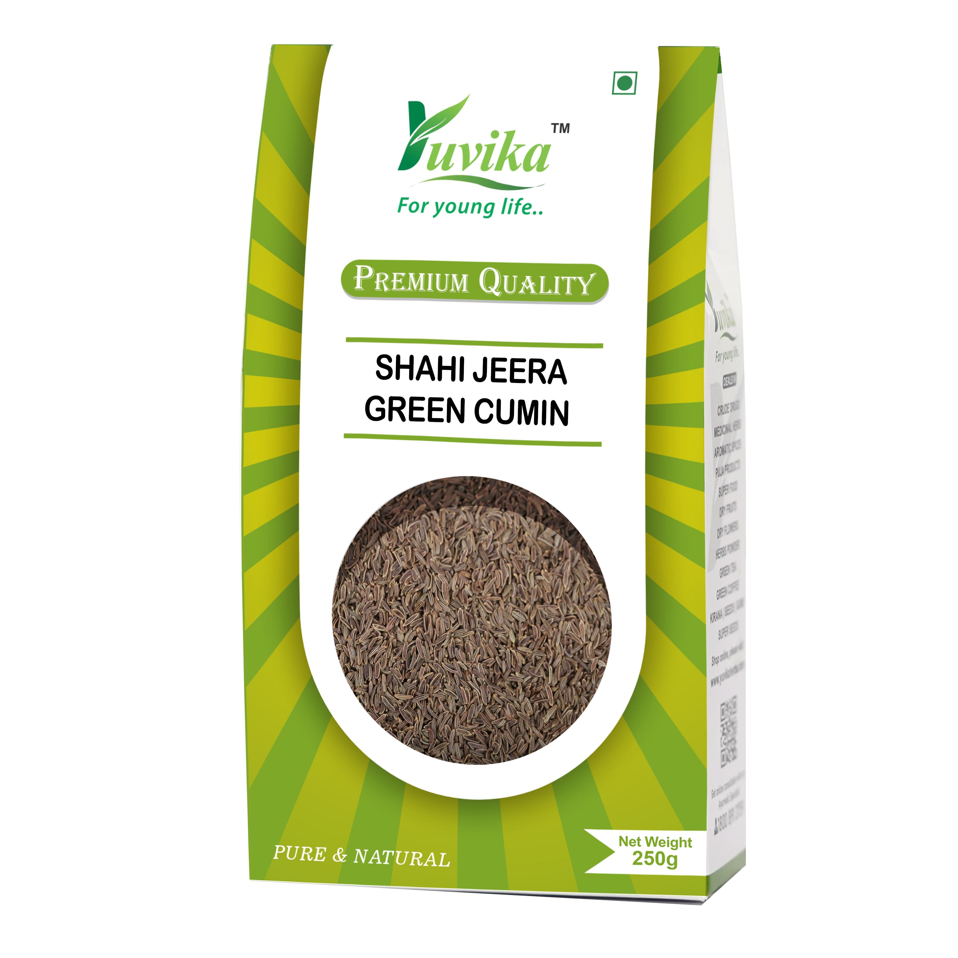 Yuvika Shahi Jeera - Jeera Kala Asli - Green Cumin - 250gms