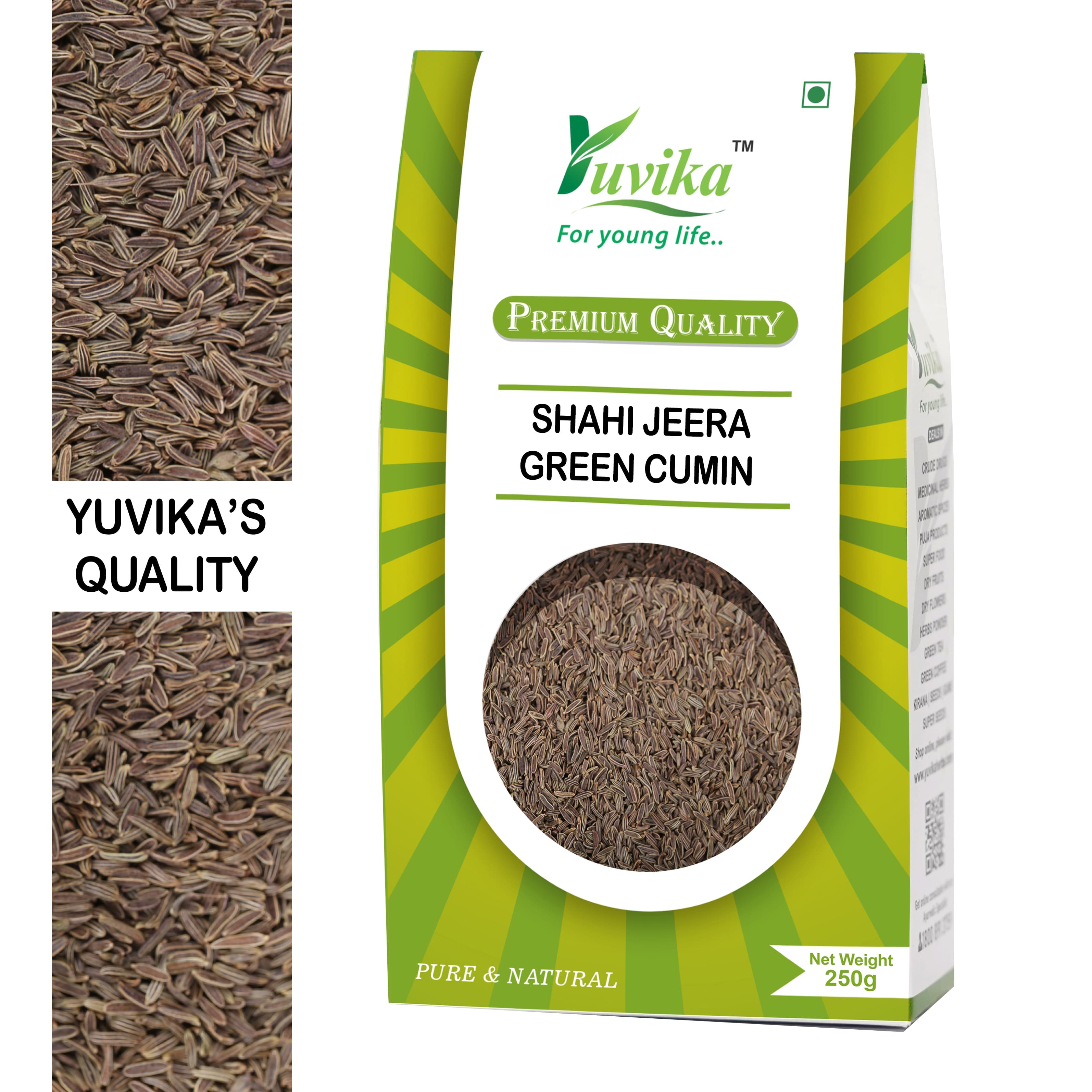Yuvika Shahi Jeera - Jeera Kala Asli - Green Cumin - 250gms