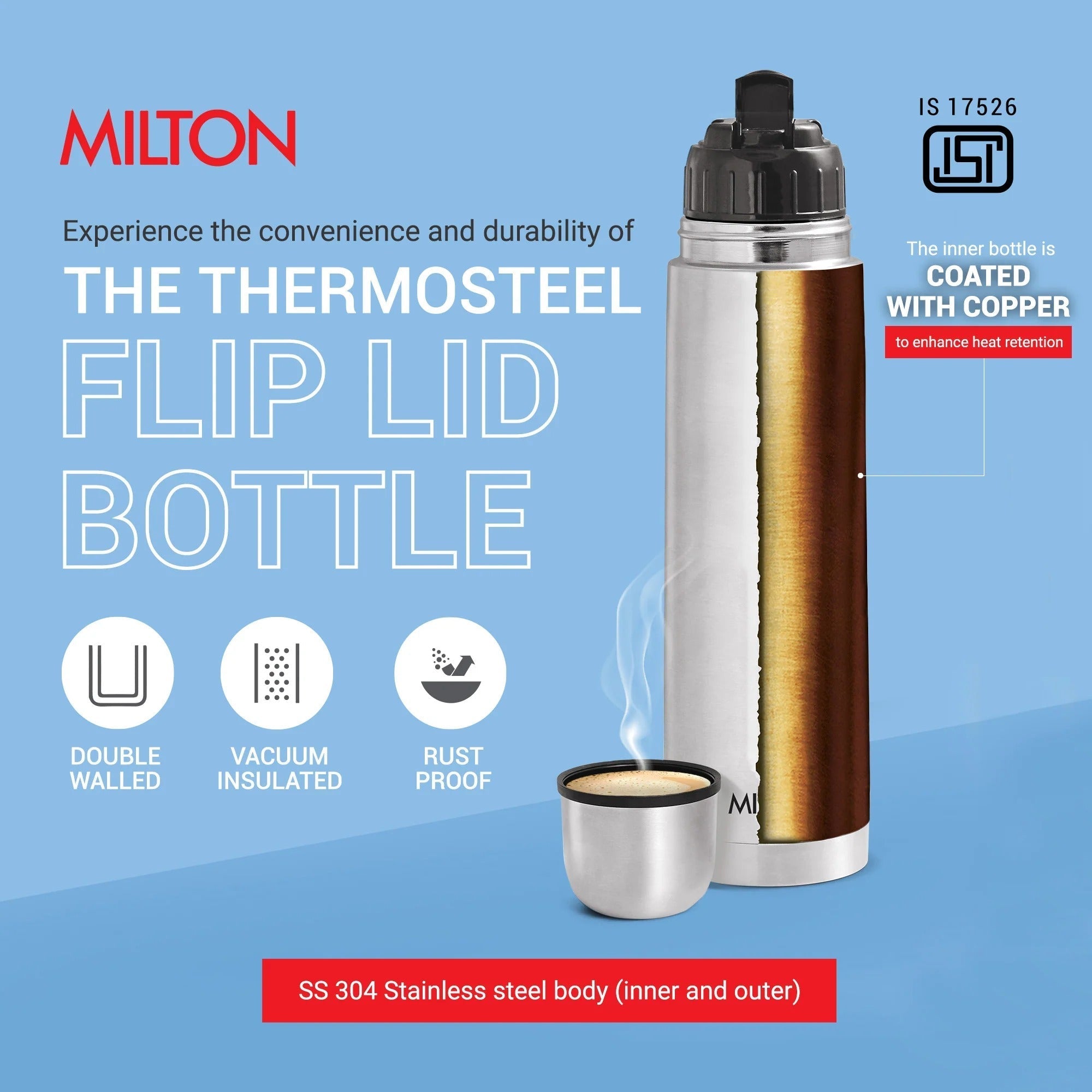 Milton Flip Lid Thermosteel Bottle