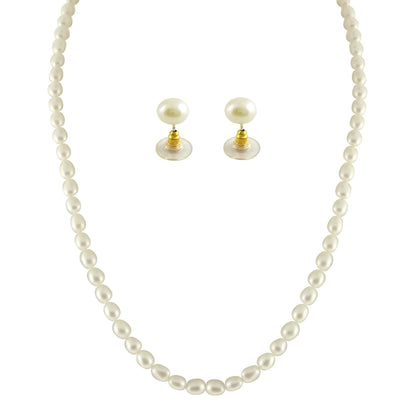 J Pearls 1 Line Oval Pearl Necklace - Real Pearl Jewelry