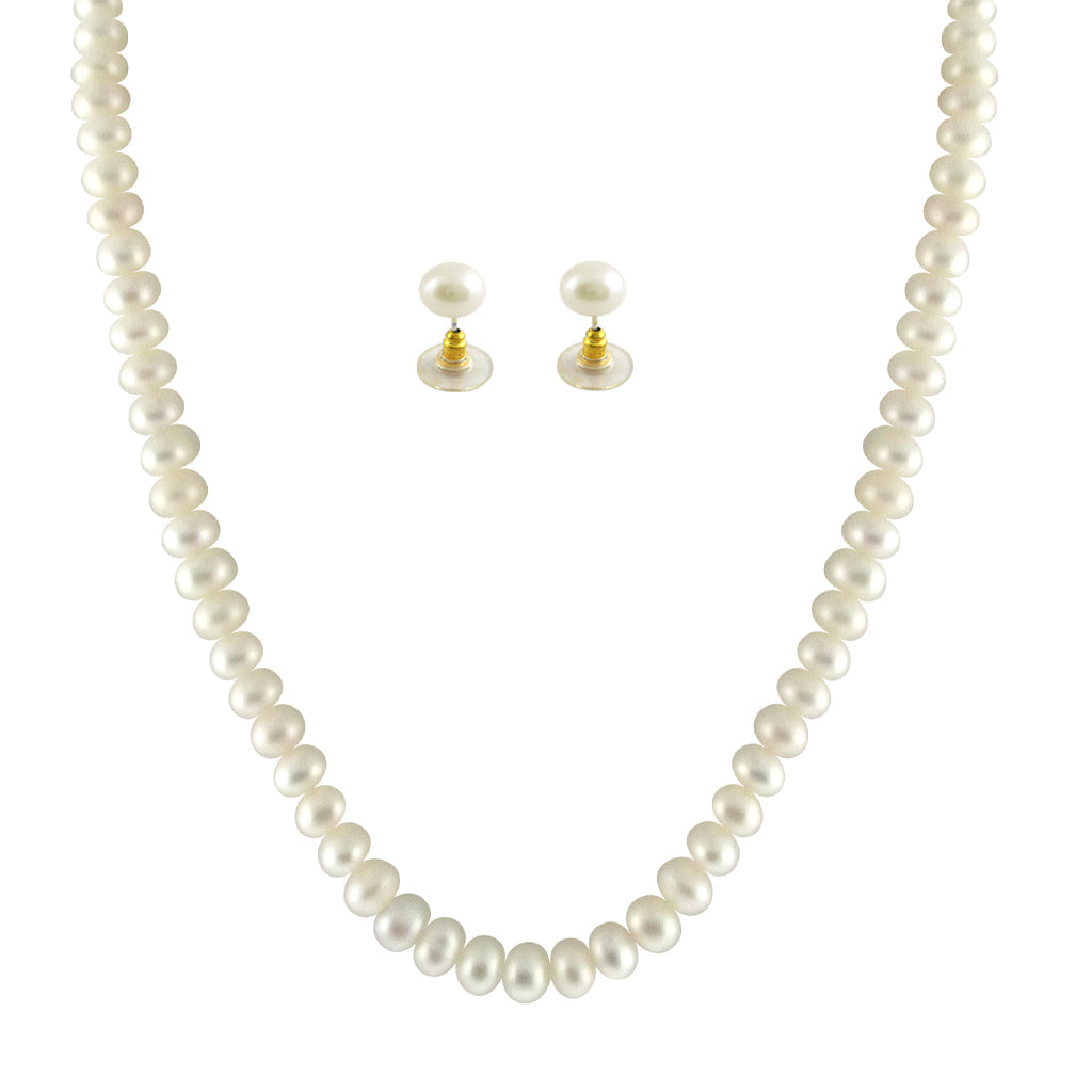 J Pearls Button White Pearl Set - Real Pearl Jewelry
