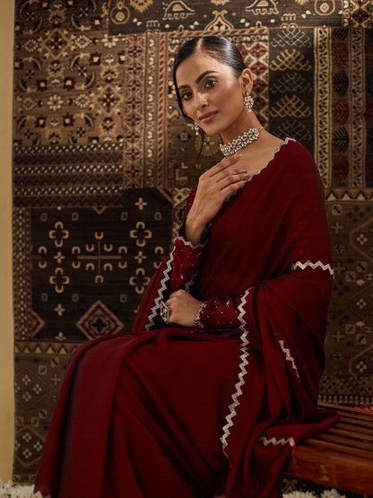 kasee Beads and Stones Pure Chiffon Saree